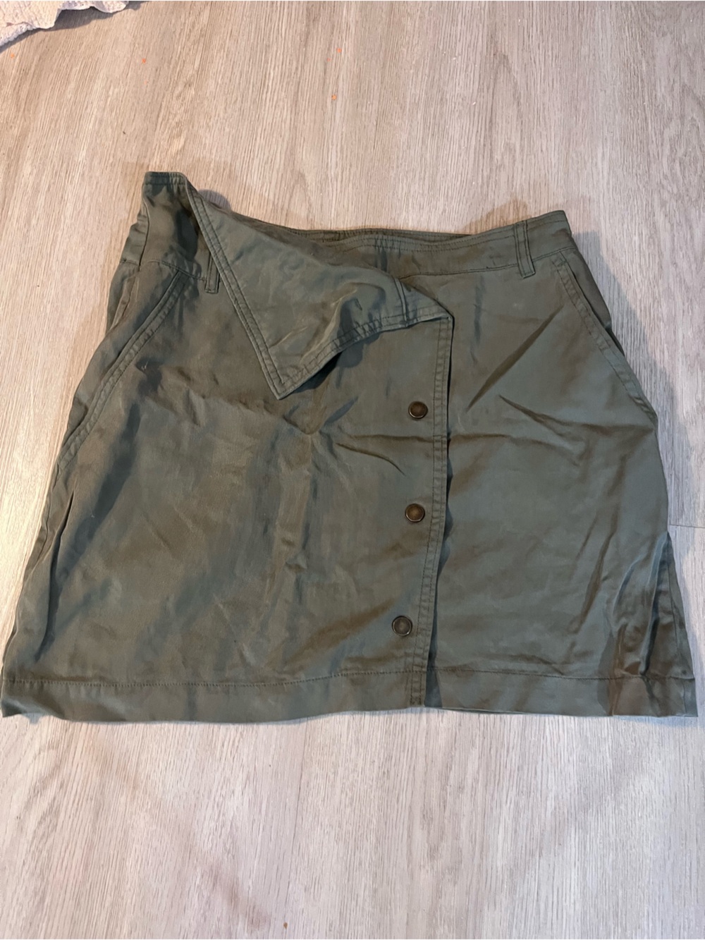 H&M Olive Green Button-Front Utility Skirt 12